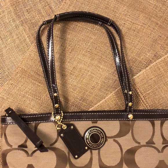 Coach Signature Stripe Studded Sateen Tote - Picture 7 of 8